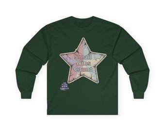 Small Wins Count star graphic Long Sleeve Tee | pastel motivational shirt