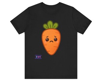 Sad Cute Carrot Tee | Kawaii Vegetable Illustration, Plant Lover Shirt