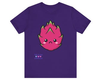 Camiseta de fruta del dragón triste / Linda ilustración de fruta rosa