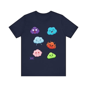 Cloudy Moods T-Shirt | Cute emoticon cloud faces tee