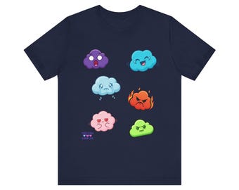 Cloudy Moods T-Shirt | Cute emoticon cloud faces tee