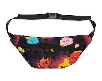 Colorful Angry Cloud Pattern Fanny Pack: Storm Waist Bag