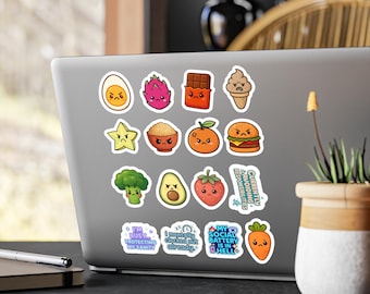 Angry and Sad fruits Kiss-Cut Vinyl Decals | Cute cartoon sticker sheet