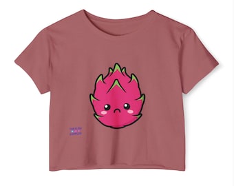 Kawaii Dragon Fruit Crop Top | Cute Pink Fruit Illustration