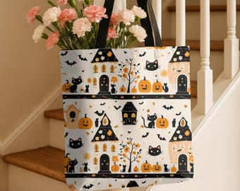 Kawaii Halloween Street Digital Scrapbook Paper: Whimsical Fall Pattern JPG Download