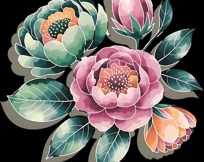 Floral Clipart PNG Set: Watercolor Flowers, Card Making (Digital Download)