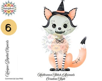 Coraline Halloween Clipart: Stitched Animals PNG (Digital Download)