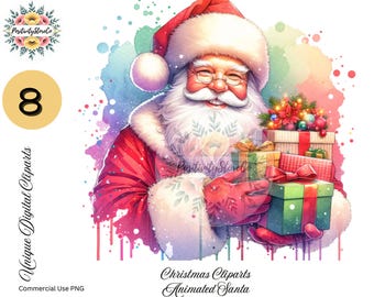 Classic Christmas Santa Clipart PNG Bundle  Illustrations Digital Download for Cards Stickers  Sublimation  Crafts