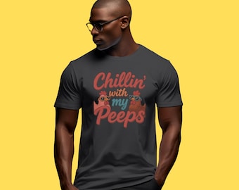 Funny Retro Chicken PNG: Chillin' With My Peeps (Digital Download)