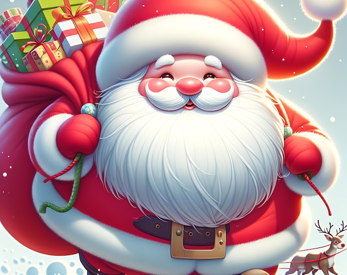 Whimsical, Funny, Animated Santa Claus Clipart, Christmas, Card Making, Junk Journal