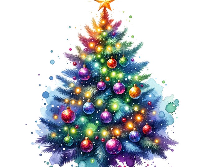 5 Stunning Christmas Tree Collection | JPG | Clipart | Christmas | Digital Art | Journal | Scrapbook