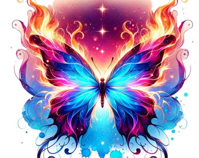Metallic Watercolor Butterfly Clipart: Shimmering PNG Images Digital Download