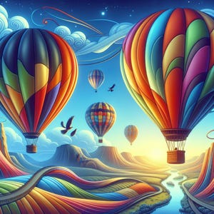 Hot Air Balloon Clipart Set: High-Resolution PNG Images (Digital Download)