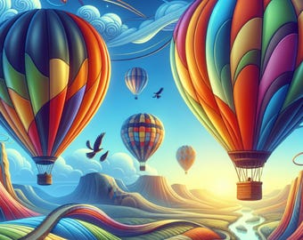 Hot Air Balloon Clipart Set: High-Resolution PNG Images (Digital Download)