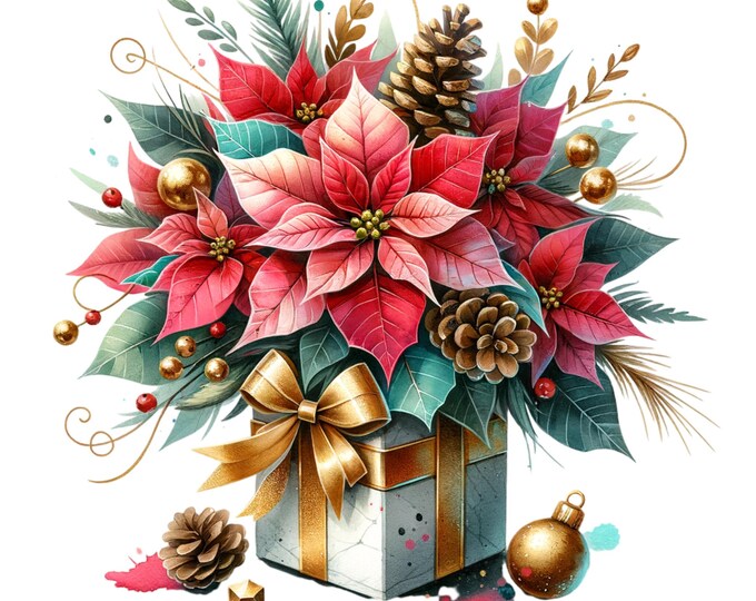 Christmas Clipart Set: Holly, Floral, Scrapbook Graphics PNG Download