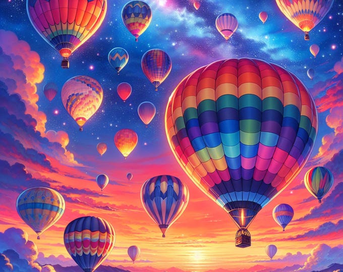 8 Stunning HotAirBalloon Clipart, Printable, Superb Quality PNG, Digital download, High Resolution, Paper Craft, Journal, Scrapbook