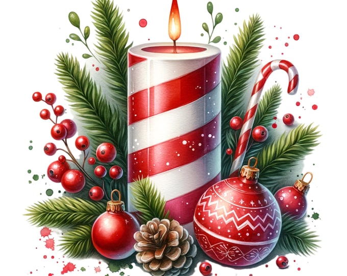 8 JPG Stunning Seasonal Christmas Decoration Clipart l Evergreen Xmas Holly l Digital Download l Junk Journal l Paper Craft