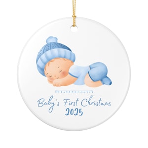 Sleeping Baby Boy Babys First Christmas Ornament 2025, Ceramic Home Decor, Christmas Gift