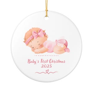 Baby's First Christmas 2025 Sleeping Baby Ornament | Vintage Ceramic Ornament, Home Decor