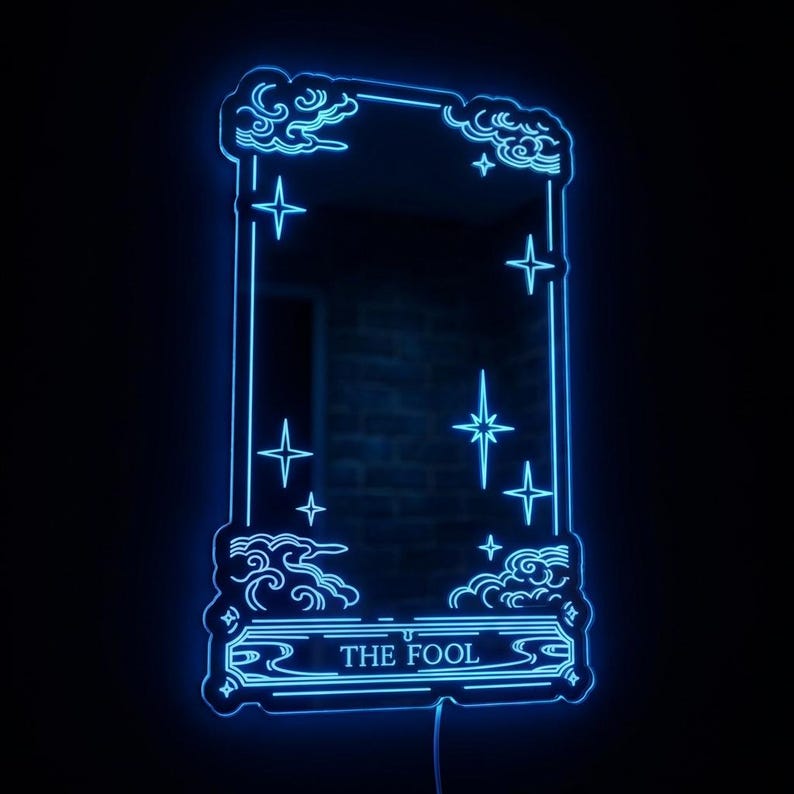 The Fool Tarot Custom Mirror LED Sign Wall Light Decor, Witchy Room ...