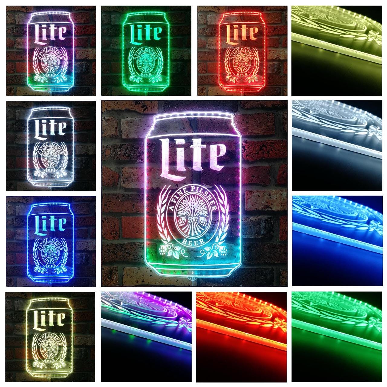 Miller Lite Beer Can LED Sign Wall Light Decor,home Bar Neon Like