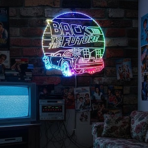 Decorazione da parete con luce notturna per sala giochi Ritorno al futuro, insegna luminosa a LED, multicolore regolabile