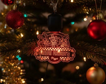 Five Nights At Freddy's Charm Christmas Ornament, Rainbow Glow Keychain – Acrylic LED Charm with Changing Colors