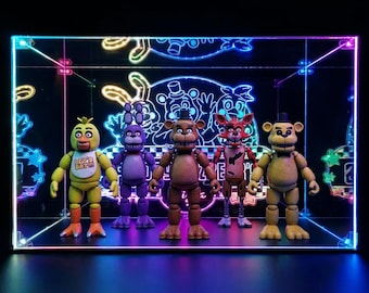 Vitrine de LED para figuras de ação de Five Nights at Freddy's, vitrine iluminada com várias cores, vitrine para figuras colecionáveis.