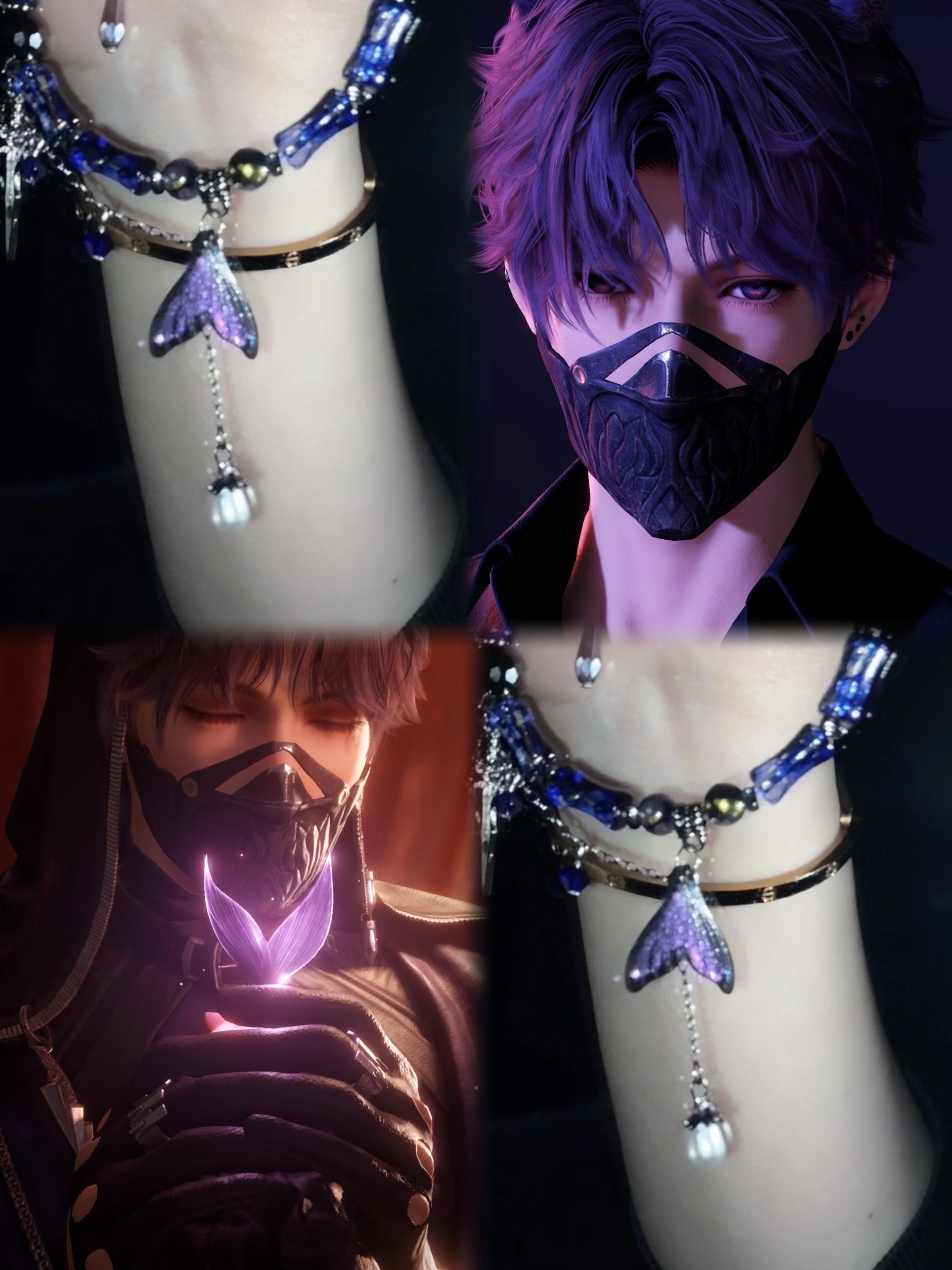 Love Deepspace Rafayel Bracelet – Accessoire Cosplay En Verre Bleu Sirène, Ajustable, Alliage, Pour Fans Du Jeu