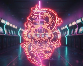 Goro Majima Snake Oni Tattoo LED Sign Wall Light Decor, Like a Dragon Neon Like Light Sign, Video Gamer Fans Christmas Gift