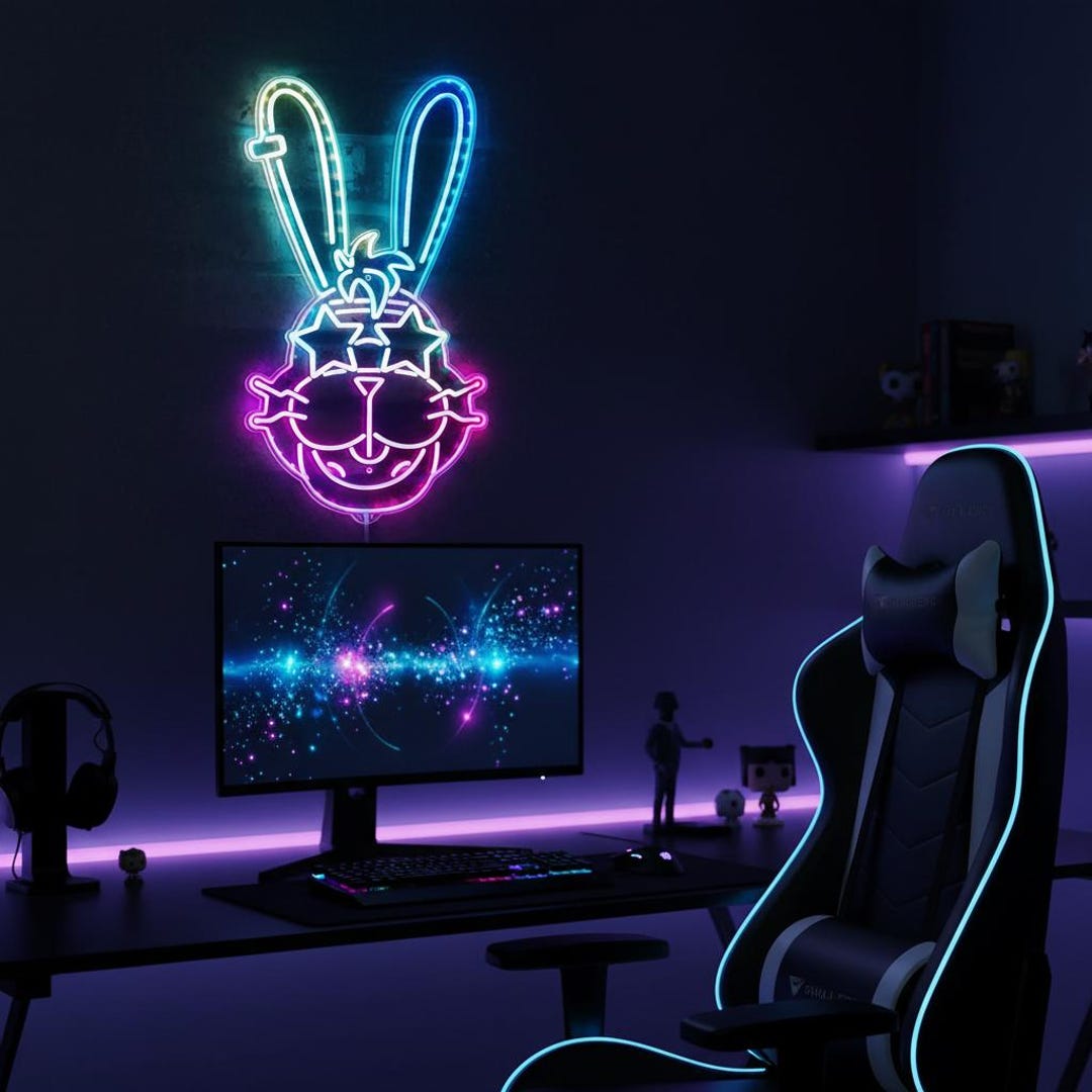 Bonnie Rabbit Neon Sign Five Nights at Freddy's Bonnie LED Sign Wall Light Decor, Five Nights ...