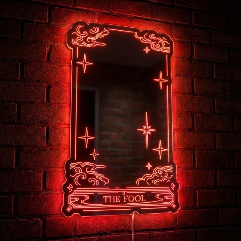 The Fool Tarot Custom Mirror LED Sign Wall Light Decor, Witchy Room ...