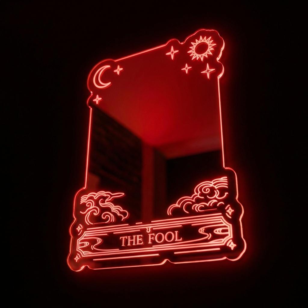 The Fool Tarot Custom Mirror LED Sign Wall Light Decor, Sun and Moon ...