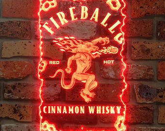 Fireball Whisky LED Sign Wall Light Decor, Home Bar Neon Like Light Sign, Gift for Him, Christmas Gift, Home Pub Bar Light Decor