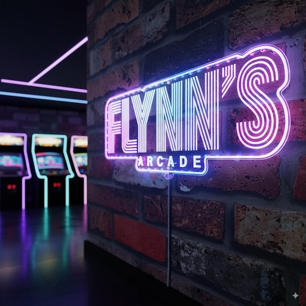 Flynns Arcade Retro LED-Zeichen-Wand-Licht-Dekor, Spiel-Raum-Neonlicht-Zeichen, Weihnachtsgeschenk