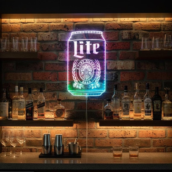 Miller Lite Beer Can LED Sign Wall Light Decor,home Bar Neon Like