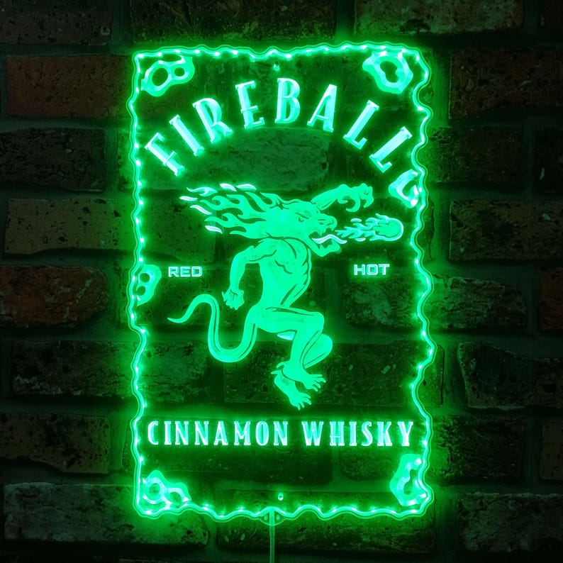 Fireball Whisky LED Sign Wall Light Decor, Home Bar Neon Like Light ...