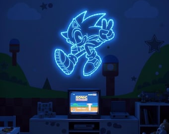Sonic Game Room Wall Night Light Decor, Night Light LED Sign, Multi Colors Adjustable