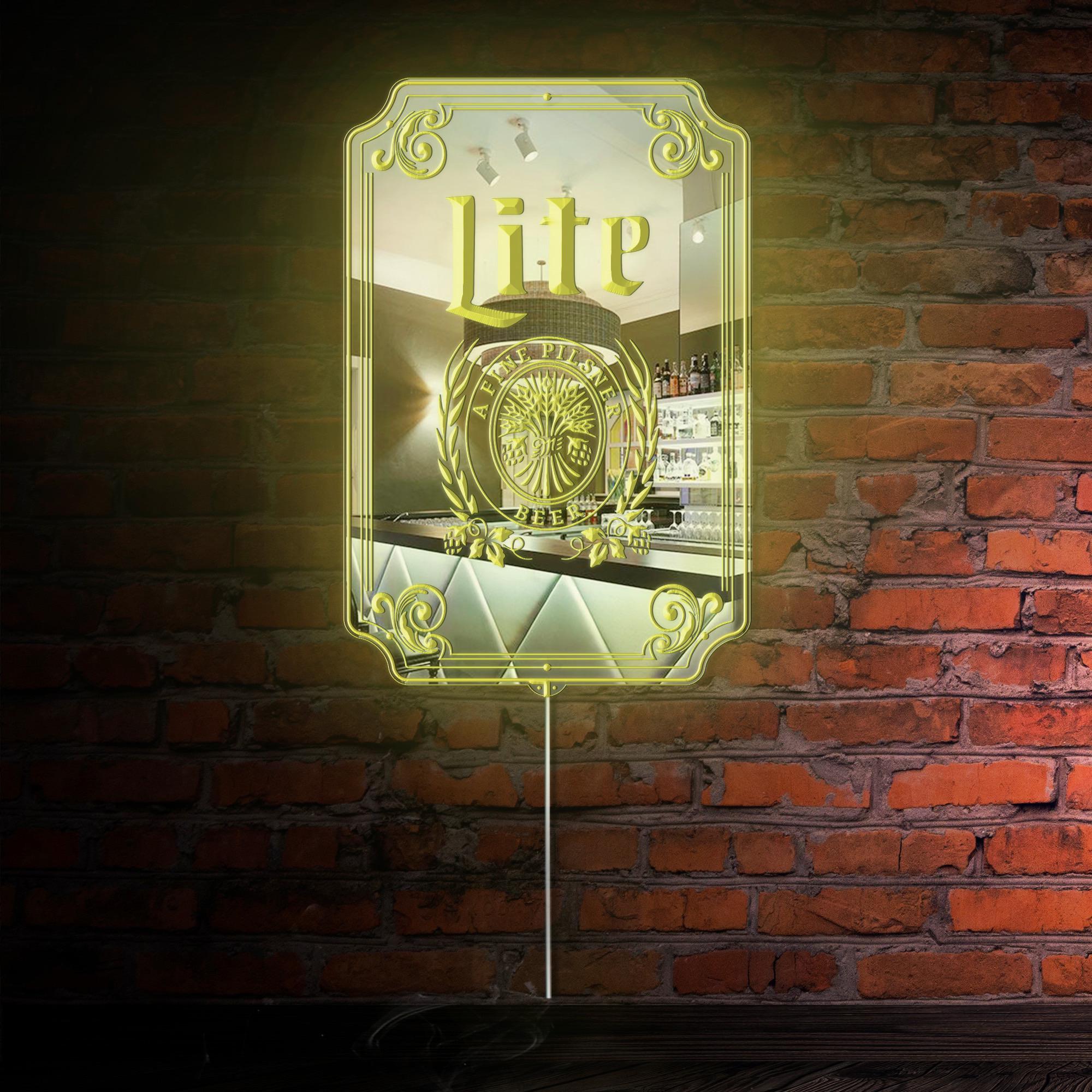 Miller Lite Beer LED Mirror Sign Wall Light Decor,home Bar Neon