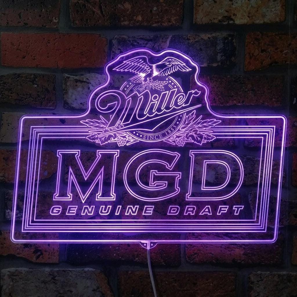 Miller Lite MGD Genuine Draft Beer LED Sign Wall Light Decor, Home