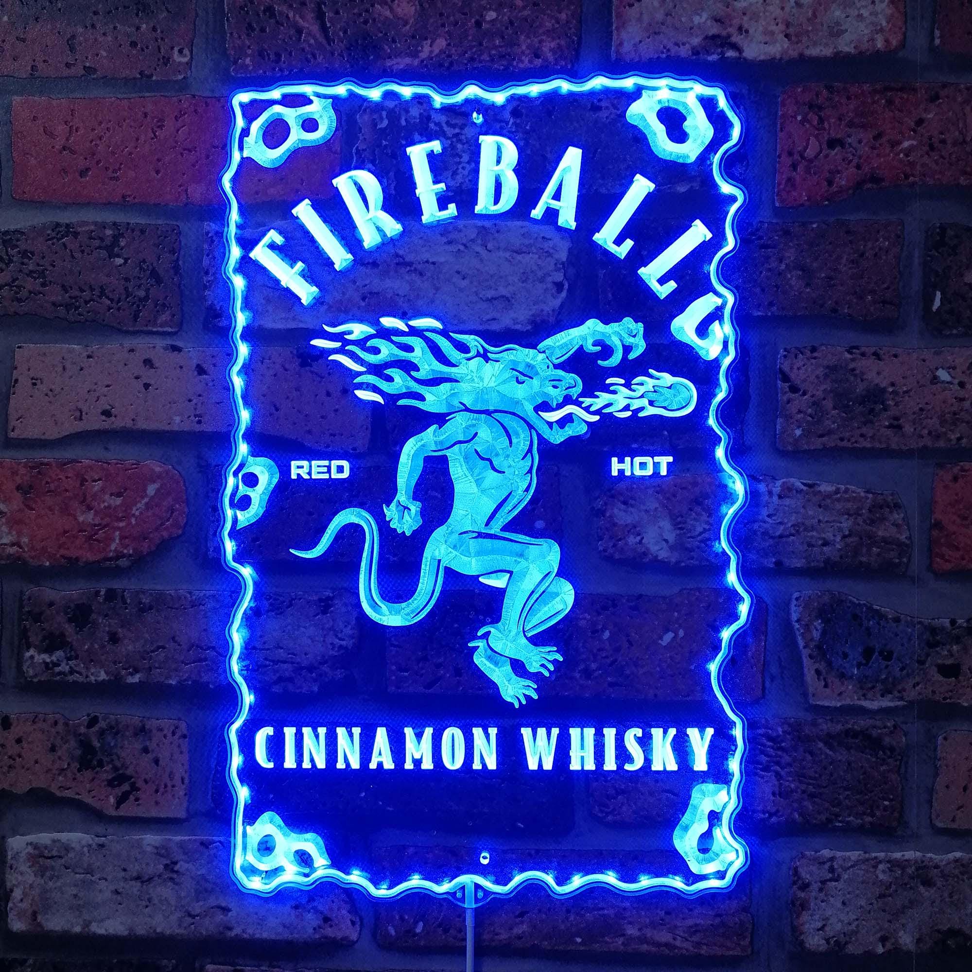 Fireball Whisky LED Sign Wall Light Decor, Home Bar Neon Like