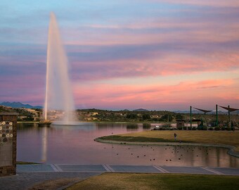 Fountain at Fountain Hills Arizona at Sunset Multiple sizes- Fine Art Photograph