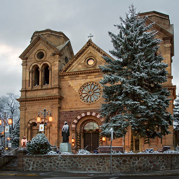 Saint Francis Cathedral at wintertime in Santa Fe New Mexico Multiple sizes