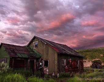 Rustic Cabin at Sunset near Steamboat Springs Colorado, fine art photograph Multiple sizes