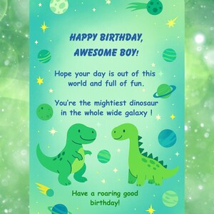 Cartão de aniversário de dinossauro para crianças