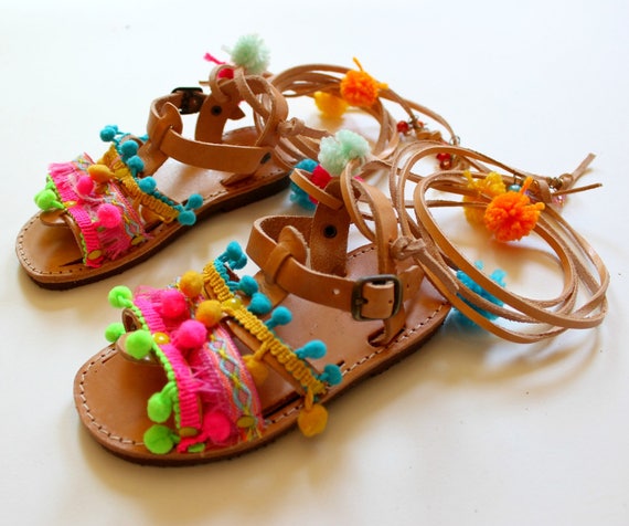 Kids boho sandals/Childrens greek sandals Leather sandals | Etsy