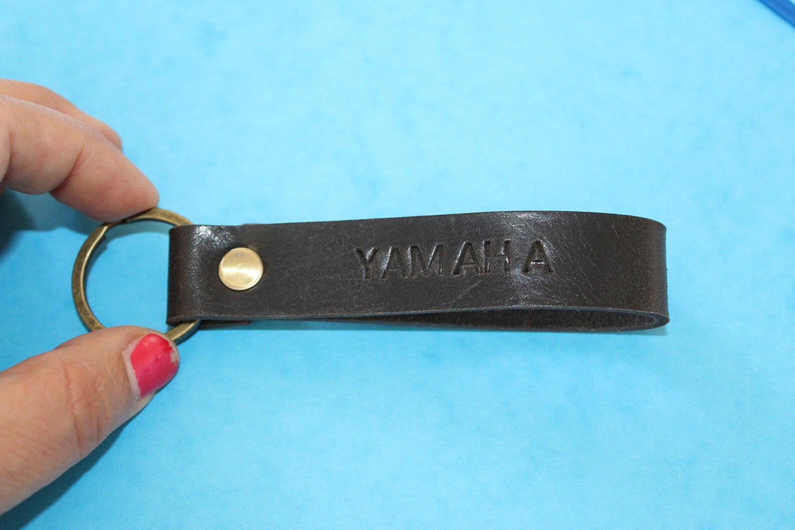 Embossed Leather Keychain Leather Key Fogname Etsy