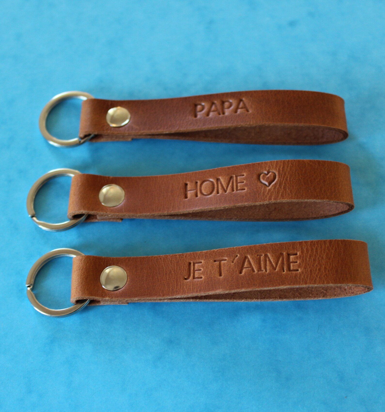 Embossed Leather Keychain Leather Key Fogname Etsy