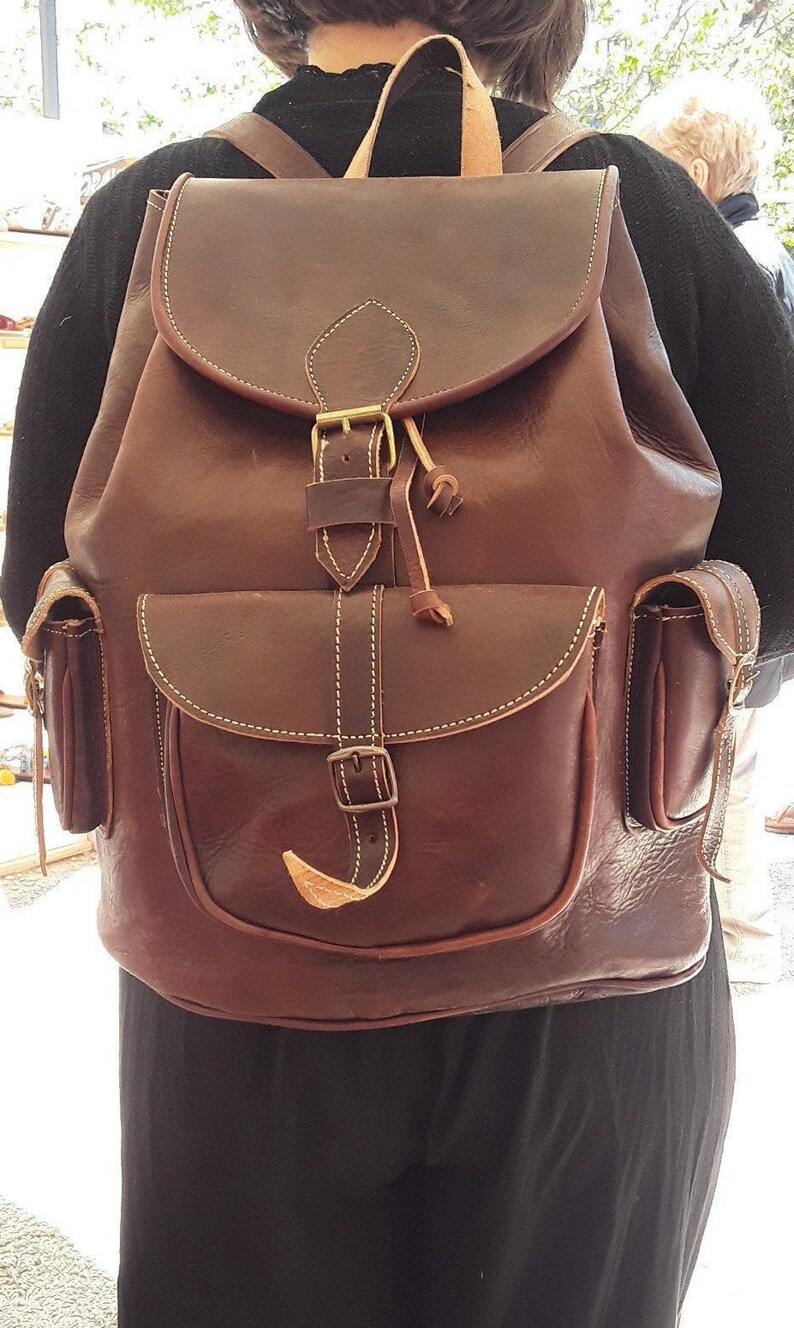 Big Leather Backpackmen's Big Backpack Leather Etsy