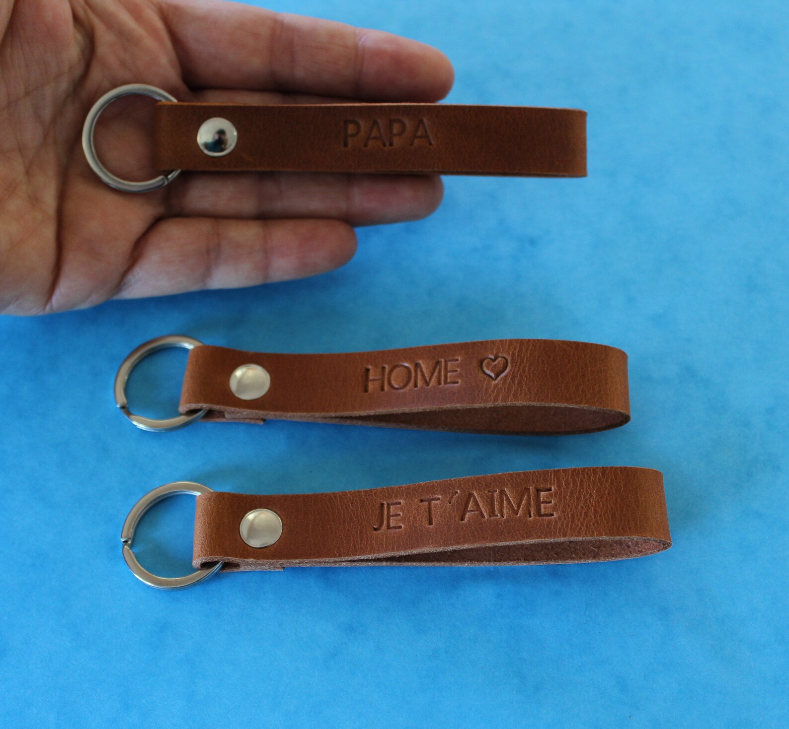 Embossed Leather keychain leather key fogname Etsy